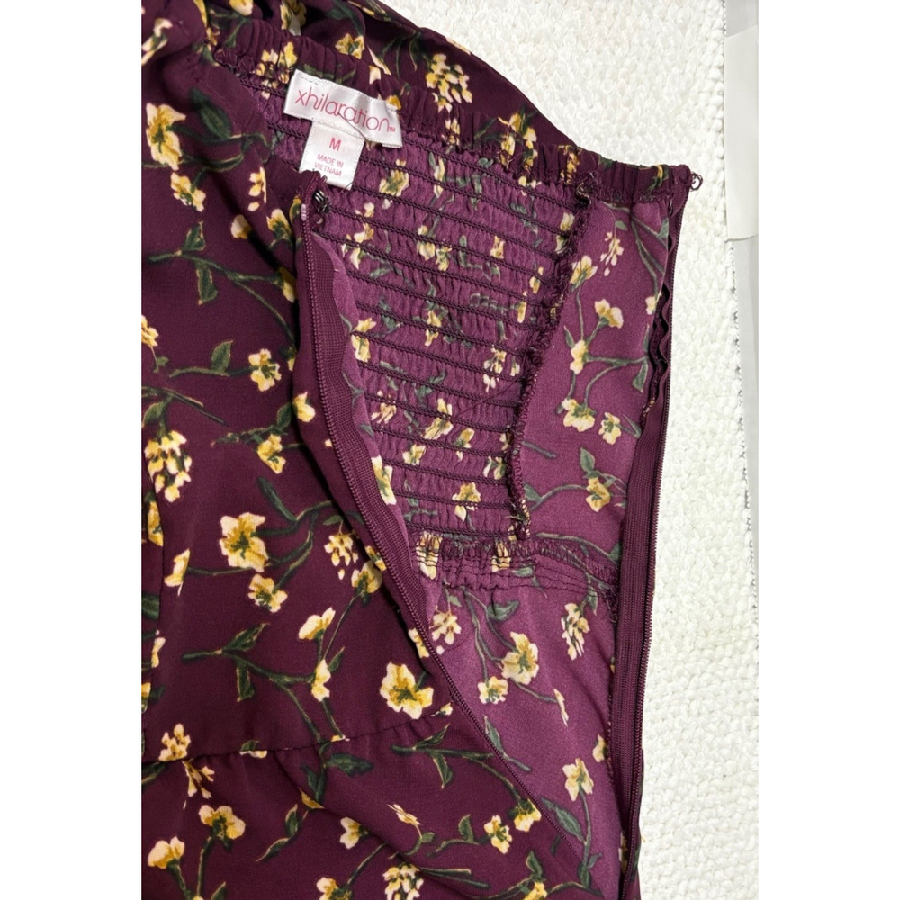 Xhilaration Juniors Medium Burgundy Knot Sleeve Fit & Flare Dress Party Casual - Picture 4 of 7